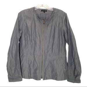 Eileen Fisher Crinkled Jacket Full Zip, Grey Color